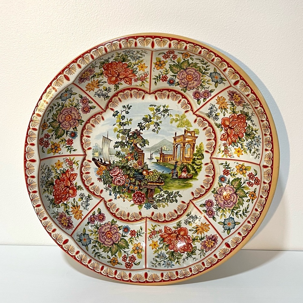 Vintage Daher English Garden Decorative Tinware Serving Bowl